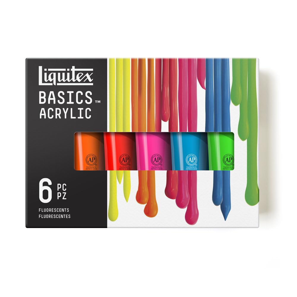 Liquitex BASICS Acrylic Paint Set 6x118ml (4-oz), Fluorescent Image