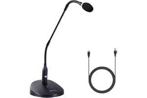 BOYA BY-GM18CU 18" Gooseneck Condenser Microphone with Base USB Podium Microphones for Computer One-Touch Mute Real Time Monitoring Desktop Mic for Video Conferences Streaming Meetings Lectures