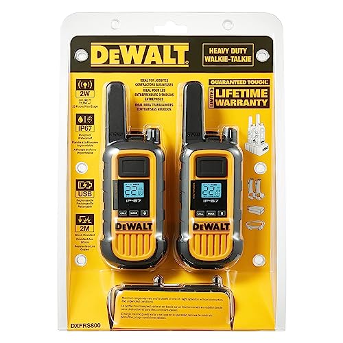 DEWALT DXFRS800 2 Watt Heavy Duty Walkie Talkies Waterproof, Shock