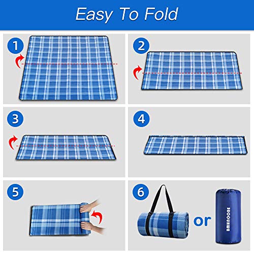 BNHNOONE Outdoor Picnic Blanket, Extra Large Picnic Blanket 80"x80" with Backpack for Family, Portable Waterproof Picnic Outdoor Blanket Picnic Mat for Camping Hiking Travelling - Thumbnail 6