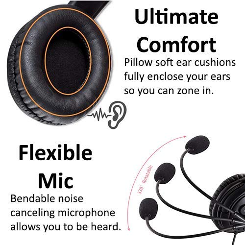 Discover D722U Noise Cancelling USB Wired Headset For Computer Softphone Applications like Ringcentral, Nextiva, 8x8, Jive, Vonage, Cisco, Microsoft Teams, Avaya, Skype, Zoom And More- 3 Year Warranty