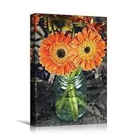 Canvas Wall Art Orange Floral Arrangement Bouquet Expressive Floral Multicolor Photography Romantics - 12x18 inches