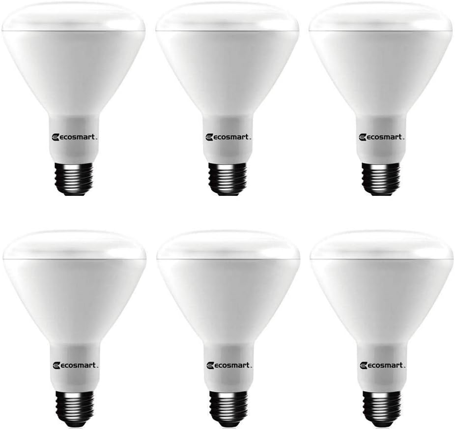 EcoSmart 65W Equivalent Bright White BR30 Dimmable LED Light Bulb (6