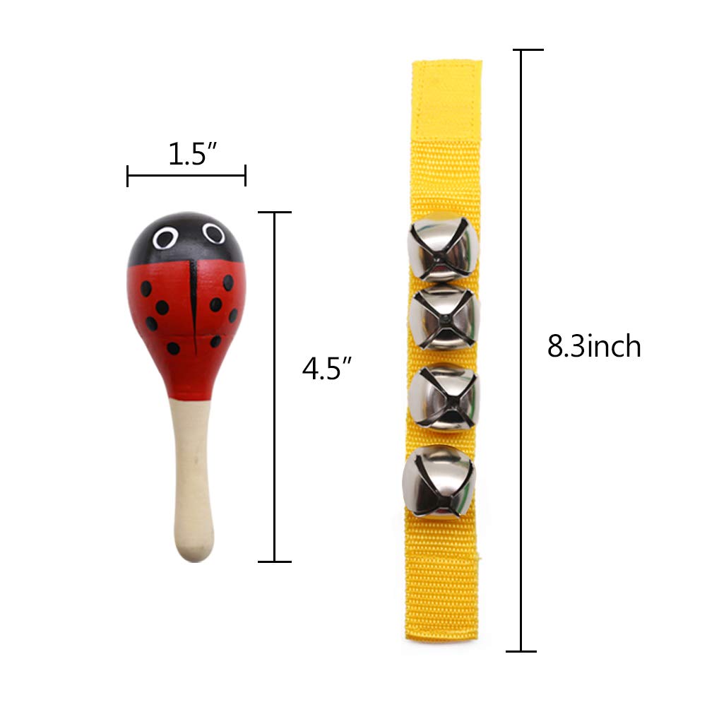 Kids Rhythm Toys,10pcs Musical Instruments Toys Wooden Wrist Bells Fiesta Maracas for Party Favors Classroom School