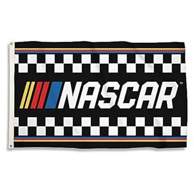 NASCAR Unisex NASCAR with Stripes 3 x 5' Flag with Grommetsnascar with Stripes 3 x 5' Flag with Grommets, Black & White, One Size