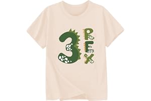 Goengmo 2-6 Rex Birthday Shirts Toddler Kids Dinosaur Theme Birthday T-Shirts Cotton Short Sleeve Tees