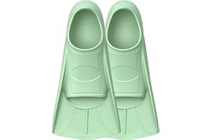 COMFECTO 5in1 Soft Silicone Swim Training Fins Set for Lap Swimming with Earplugs Noseclip Phone Pouch and Travel Mesh Bag, Short Blade Floating Flippers for Adult Men Women