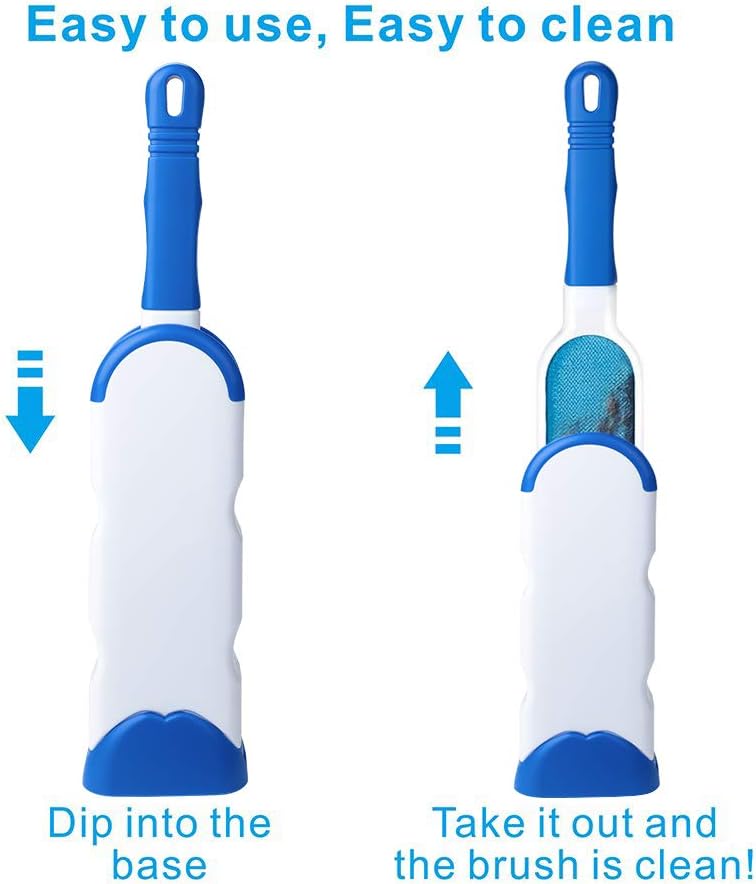 Lint Brush - Pet Hair Remover Brush - Dog & Cat Hair Remover with Self-Cleaning Base - Efficient Double Sided Animal Hair Removal Tool - Perfect for Clothing, Furniture, Couch, Carpet