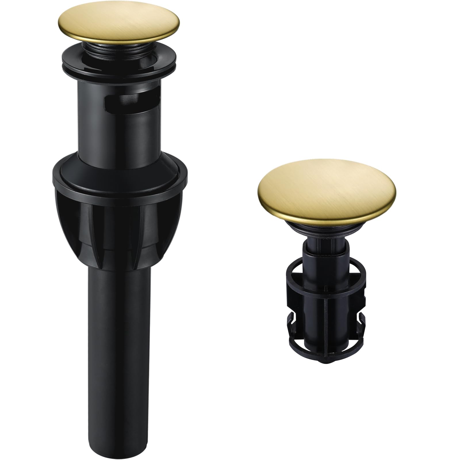 Photo 1 of Bathroom Sink Drain, Pop Up Drain Stopper with Overflow, Lavatory Vanity Vessel Sink Drain Assembly, Brushed Gold