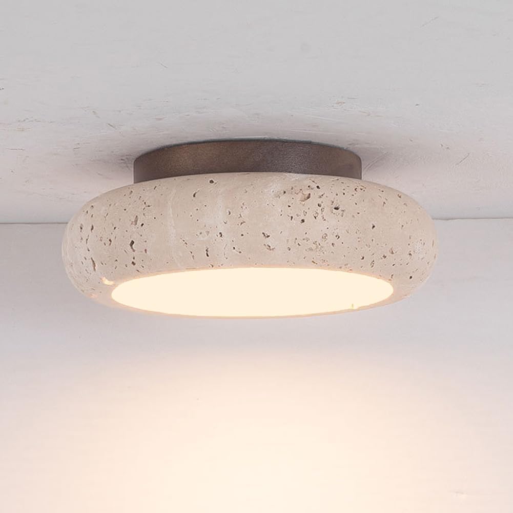 Photo 1 of ZDAAPLJ Vintage Kitchen Flush Mount Ceiling Light Rustic Hallway LED Light Fixtures Ceiling Small Natural Stone Ceiling Light Mid Century Ceiling Lamp for Bedroom Bathroom Farmhouse Stairway