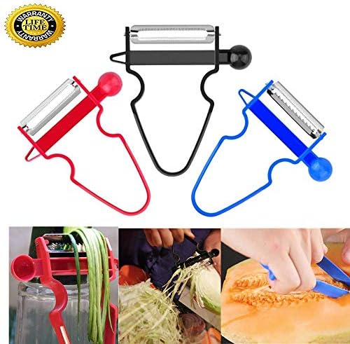 magic trio peelers Set of 3, Vegetable Peeler With Stainless Steel Blade, Non-Slip Handles Peeler For Potato Fruit Vegetables and Orange, Red Blue Black