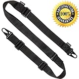 KAYLLE 2-Point Rifle Sling Mount - Premium Shotgun Sling with Upgraded Metal Hook Fits Any Weapon - Durable & Quick Length Adjust - Multi Use for Tactical, Hunting, Sniper, Shooting (Black)
