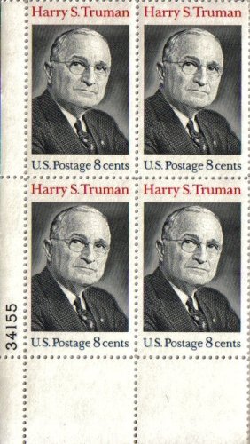 1973 HARRY S TRUMAN #1499 Plate Block of 4 x 8 cents US Postage Stamps