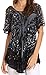 Sakkas Mira Tie Dye Two Tone Sheer Cap Sleeve Relaxed Fit Embellished Tunic Top