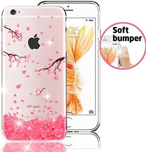 Case-Cubic iPhone 6 Case - Cubic Clear - Embedded Crystal Diamond - Never Fall - Soft TPU Protective Back Cover Case with Lovely Pattern - Cherry Blossoms