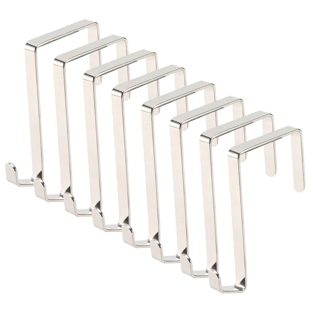 Paizizi 8 Pack Over Door Hook Metal Hanger Stainless Steel Fit 40mm Thick Bedroom Bathroom Door for Clothes Coat Towel Bag Hat Robe
