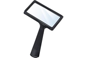 HQGZQL 5X Rectangle Reading Magnifier, Large Handheld Magnifying Glass Scratch Resistant Glass Lens Seniors Reading, Hobbies, Repair, Observation(Black)