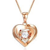 SISGEM 18k Gold Heart Pendant and 18kt Gold Box Chain Necklace, Fine Jewelry for Wife, Present for Mother, Gifts for Her, 18 Inches
