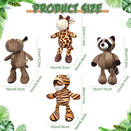 9 Pieces Plush Jungle Animals Toys Safari Stuffed Animals Bundle 9.9