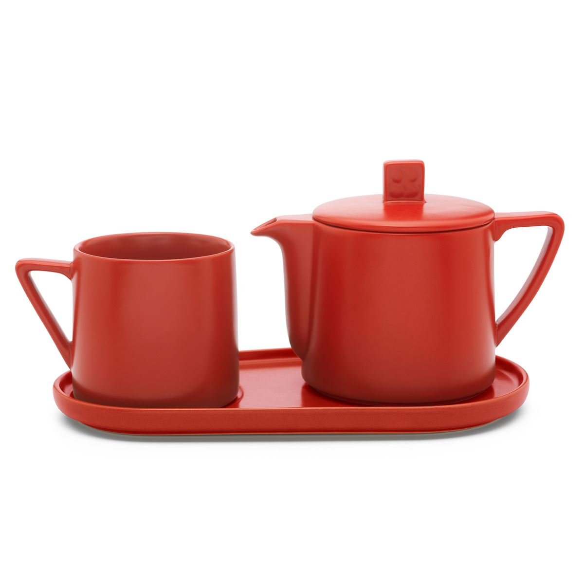 Bredemeijer Lund Tea-For-One Set, Ceramic, Red, 14 x 30 x 11.9 cm