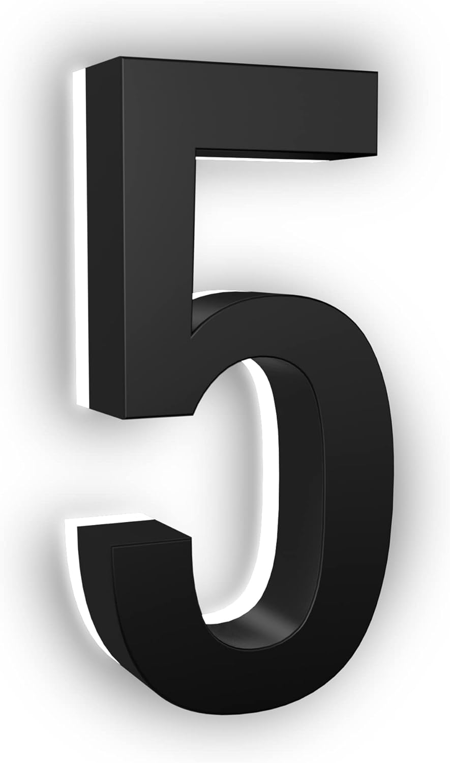 Address Signs - LN LUMANUMBERS - 5 Inch House Numbers, ABS-Polymer, Premium Quality, Backlit LED Illuminated Home Address Number, Lighted House Numbers, Modern Address Numbers (5, Black)