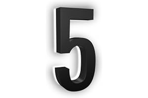 LN LUMANUMBERS - 5 Inch House Numbers, ABS-Polymer, Premium Quality, Backlit LED Illuminated Home Address Number, Lighted House Numbers, Modern Address Numbers (5, Black)