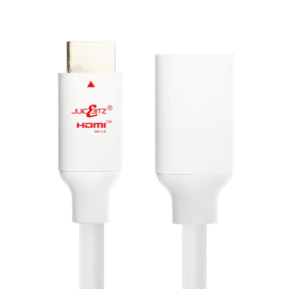 JuicEBitz 4K HDMI Extension Cable 8m, Male to Female High Speed 4k/30fps, 1080p/120fps/144fps. CEC, ARC, Ethernet v1.4 HDMI Lead Compatible with PS4, Xbox, Sky, Projector, Laptop/PC, [8m Long, White]