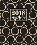 Image de Agenda: 2018 Agenda Semainier : 19x23cm : Cercles dorés brillants sur noir (Calendriers, agendas, organiseurs & planificateurs) (Volume 11) (French E