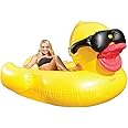 GAME 5000-BB Giant Derby Duck, Inflatable Balloon Animal Pool Float, Quick-Fill Valves, 300 lb Capacity, Built-In Cup Holders, 81” L x 76” W x 44” T