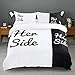 Ucharge Black White Duvet Cover Set Queen, Simple Room Decor 3Pcs Bedding Set with Quilt Cover and 2 Pillowcases