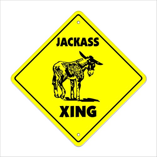 Jackass Crossing Sign Zone Xing | Indoor/Outdoor | 14" Tall Donkey Mule Desert…