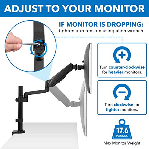 MountIt! Single Monitor Arm Mount Desk Stand Full Motion Height