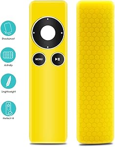 Protecitve Case Covers Holder Compatible for Apple TV 2 3 Remote Controller,Remote Case Skin Sleeve Protector Accessories for Apple TV Remote Control,Cute Shockproof Anti-Lost Silicone Case-Yellow