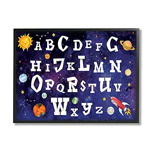 Stupell Industries Milky Way Galaxy Alphabet Letter Chart Rocketship Planets, D…