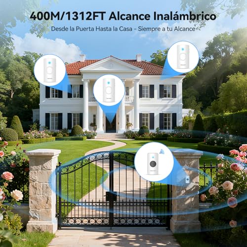TECKNET Wireless Doorbell, Works with 3 Receivers, 1 Transmitter, 400m Range, IP67, Outdoor Waterproof Wireless Doorbell, Wireless Door Chime with 5 Levels of