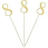 Gold Glitter 8th Birthday Centerpiece Sticks, 12-Pack Number 8 Table Topper Anniversary Party Decorations