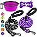 COOYOO 2 Pack Dog Leash 5 FT Heavy Duty - Comfortable Padded Handle - Reflective Dog Leash for Medium Large Dogs with Collapsible Pet Bowl