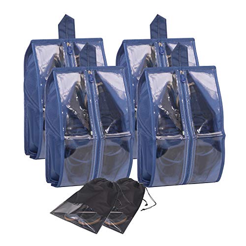 X-Large Travel Shoe Bags Waterproof Organizer Storage bag for Men & Women (6 Pack, Dark Blue)