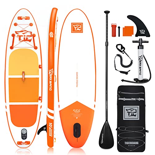TIGERXBANG Aufblasbare SUP Boards Stand Up Paddleboarding 305x80x15cm mit hochwertigem SUP-Zubehör, Allround-Paddle-Boards für Erwachsene/Kinder, Defe
