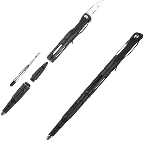 Amazon Co Jp 護身用グッズタクティカルペン贈り物装飾品 多機能折りたたみナイフ防衛ペン金属ツール署名ペン Black 文房具 オフィス用品