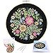 Full Range of Embroidery Starter Kit with Pattern, Kissbuty Stamped Embroidery Kit Including Embroidery Cloth with Pattern, Bamboo Embroidery Hoop, Color Threads Tools Kit (Flaxen Flower Floral)