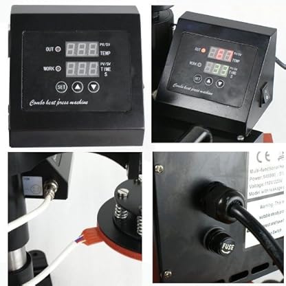 ZENY 5 in 1 Heat Press Machine Pro 12" x 15" Swing Away Multifunctional Digital Transfer Sublimation Hat Plate Cap Heat Press Machine for T-Shirt - Image 4