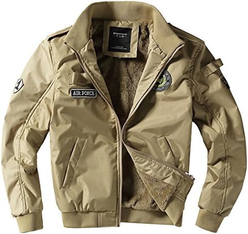 Fashciaga Men's U.S. Air Force Bomber Flight Jacket (Large, Khaki)