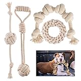 FONPOO Dog Toys for Aggressive Chewers, Natural Cotton Rope Meet Dog Chewers Relieve Dog Boredom Dog Toy Pack of 4