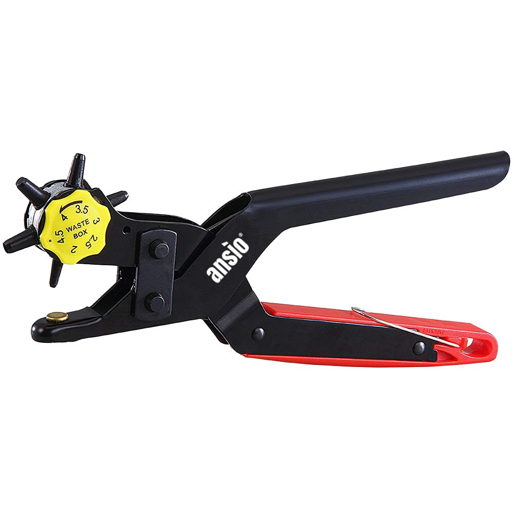 Leather Hole Punch, Belt hole puncher Heavy Duty Revolving Eyelet Plier Tool, Multi sized - 2mm to 4.5mm for Belts, Shoes, Cards, Crafts, Canvas, Bags, Soft plastics etc