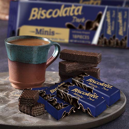 Biscolata Minis Wafers Covered in Pure Dark Chocolate Delicious Hazelnut Cream within Wafers