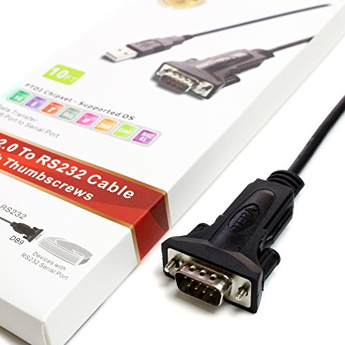 Tera Grand Premium USB 2.0 to RS232 Serial DB9 10 Ft. Adapter Cable - Supports Windows 10, 8, 7, Vista, XP, 2000, 98, Linux and Mac - Built with FTDI Chipset and Thumbscrews