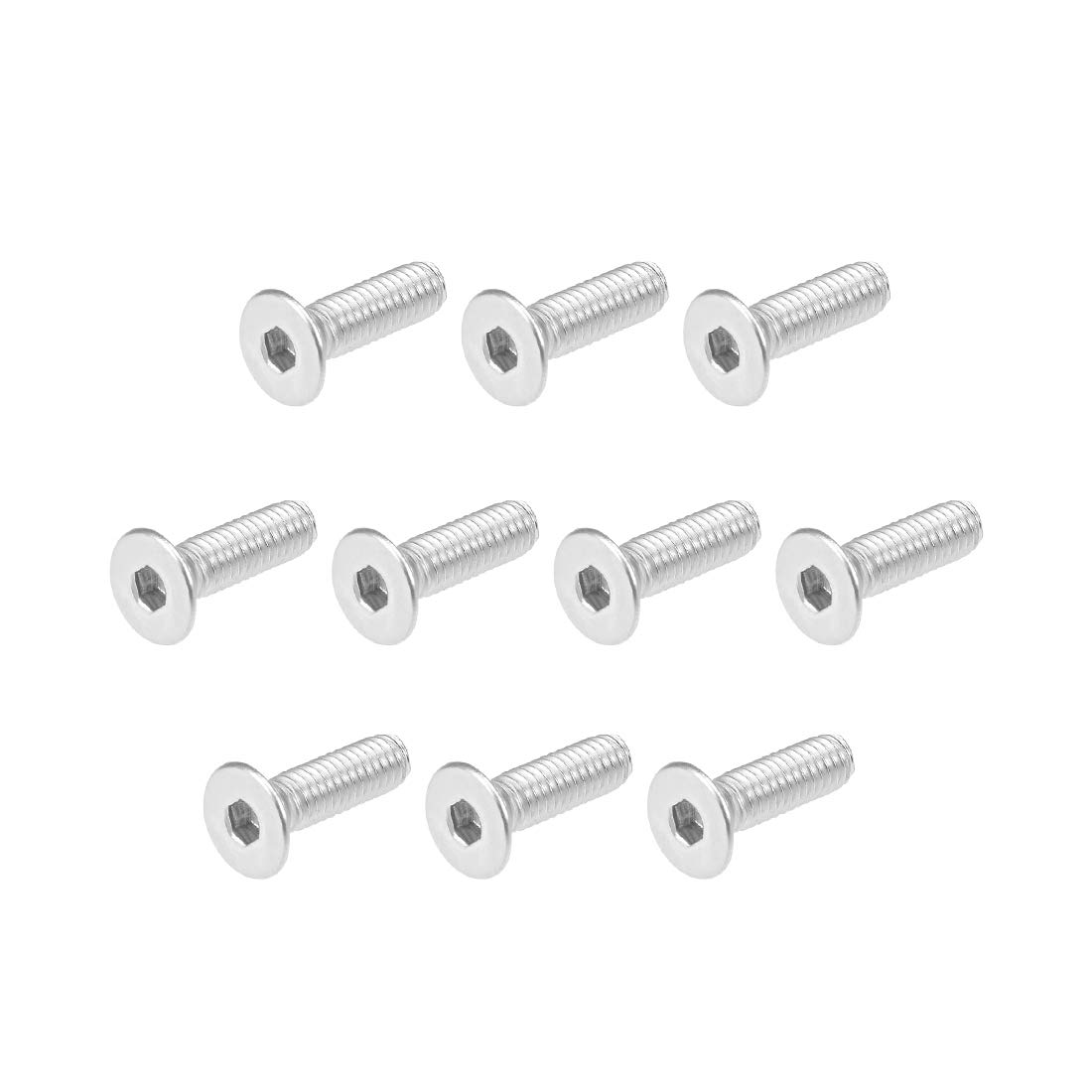 sourcing map M4x12mm Flat Head Machine Screws Inner Hex Screw 304 Stainless Steel Fasteners Bolts 40Pcs