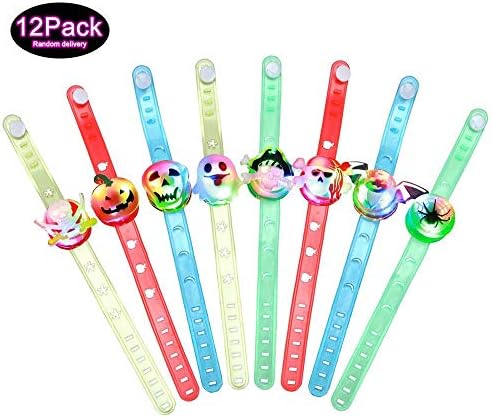Tenlso Halloween Led Bracelets Light Bracelets Set Flash Fun Gift For Halloween Christmas Party Supplies Wristband For Boys Girls Adults (12 Pieces)