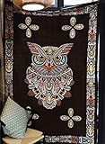 Psychedelic Owl Tapestry Black Owl Wall Decor Wall Hanging Fabric Wallpaper Home Decor,60